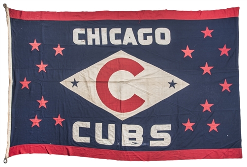 1938-1945 Chicago Cubs NL Pennant & World Championships Stadium Flag (8.75 x 5.33 FT) Flown Over Wrigley Field (MEARS)